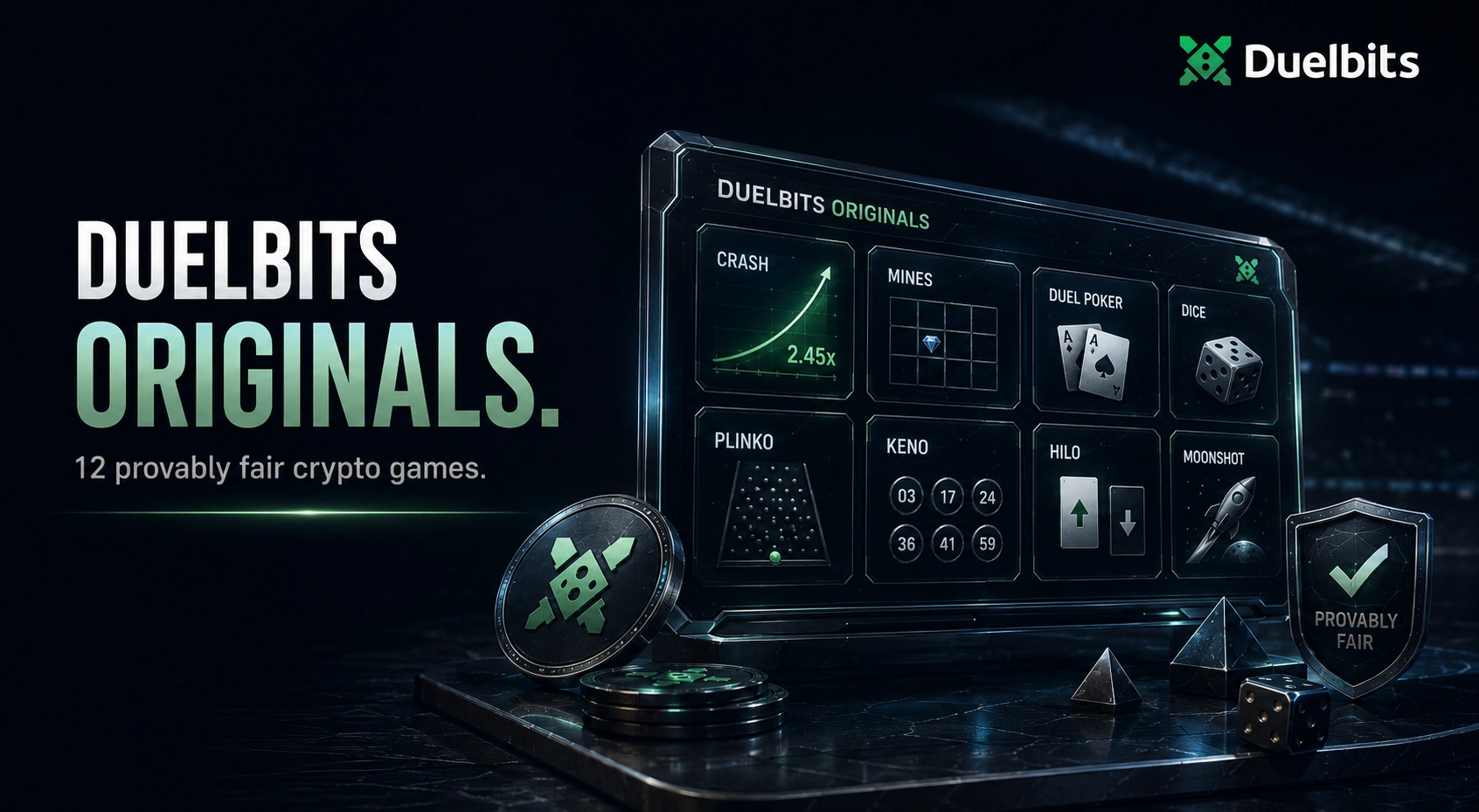 Duelbits Originals collection with provably fair crypto games and bonus features